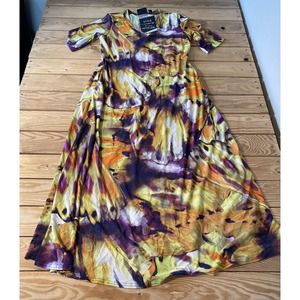 NEW Attitudes by Renee V Neck Jersey Illusion Waist Maxi Dress Petite Medium PM